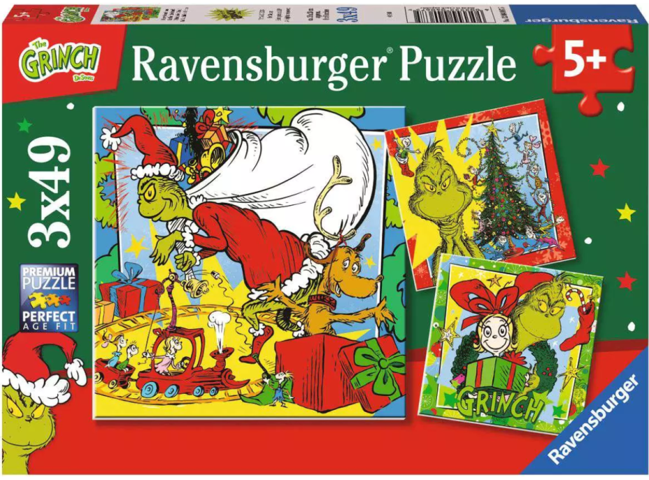 RAVENSBURGER Puzzle Grinch 3x49 dílků