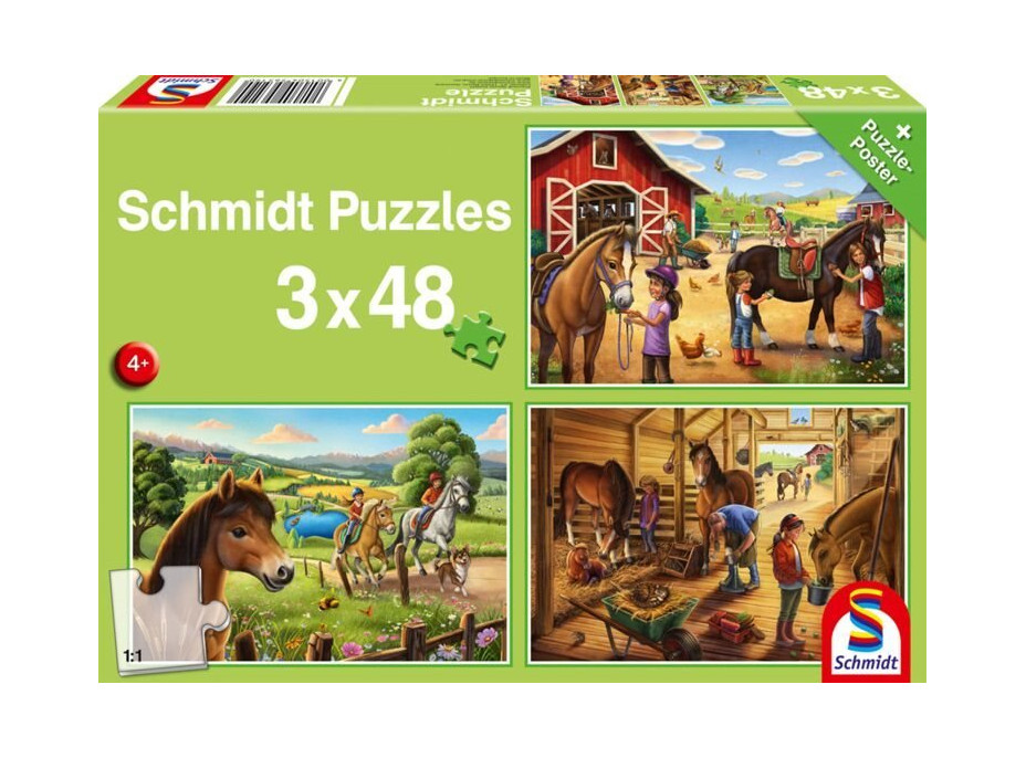 SCHMIDT Puzzle Moje oblíbení koníci 3x48 dílků