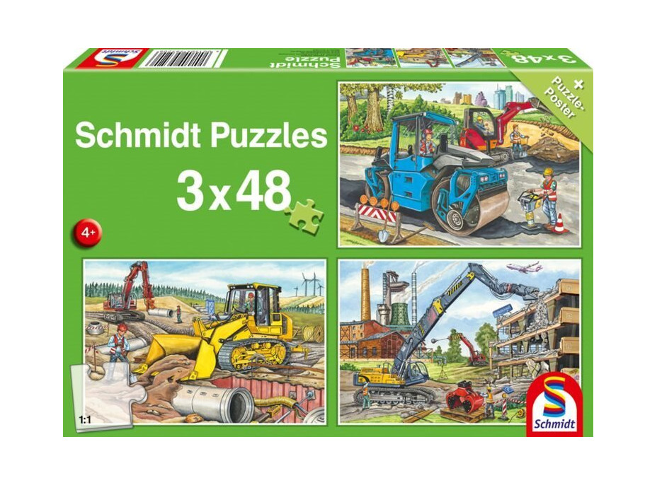 SCHMIDT Puzzle Na staveništi 3x48 dílků