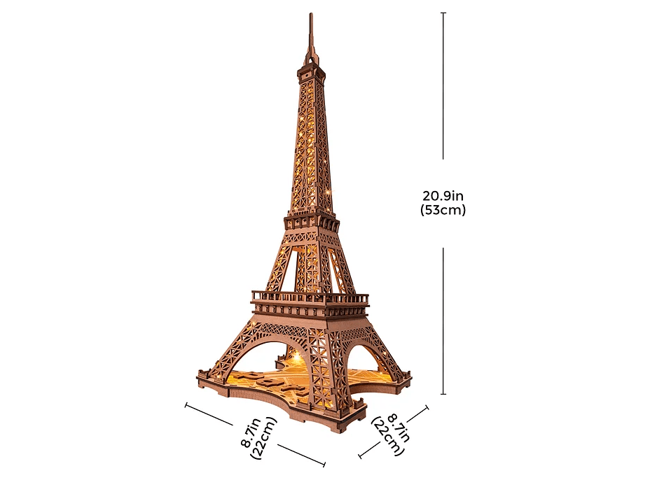 ROBOTIME Rolife Svítící 3D dřevěné puzzle Noc na Eiffelově věži 164 dílků