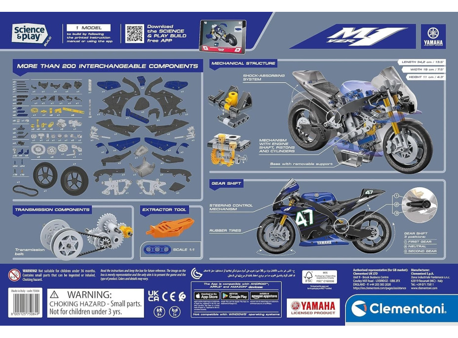 CLEMENTONI Science&Play Mechanická laboratoř Motorka Yamaha