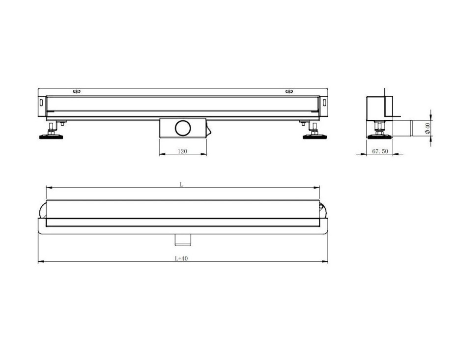 Sprchový žlab do stěny MEXEN FLAT WALL 2v1 - zlatý, 90 cm