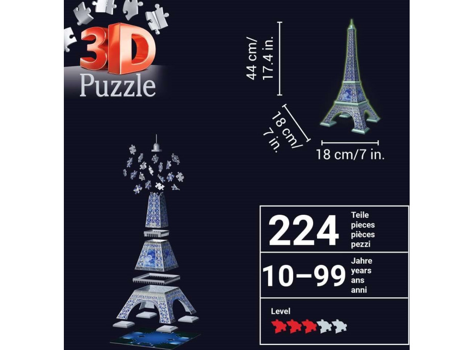 RAVENSBURGER Svítící 3D puzzle Eiffelova věž 224 dílků