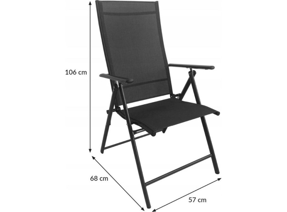 Zahradní skládací židle BORNEO - černá
