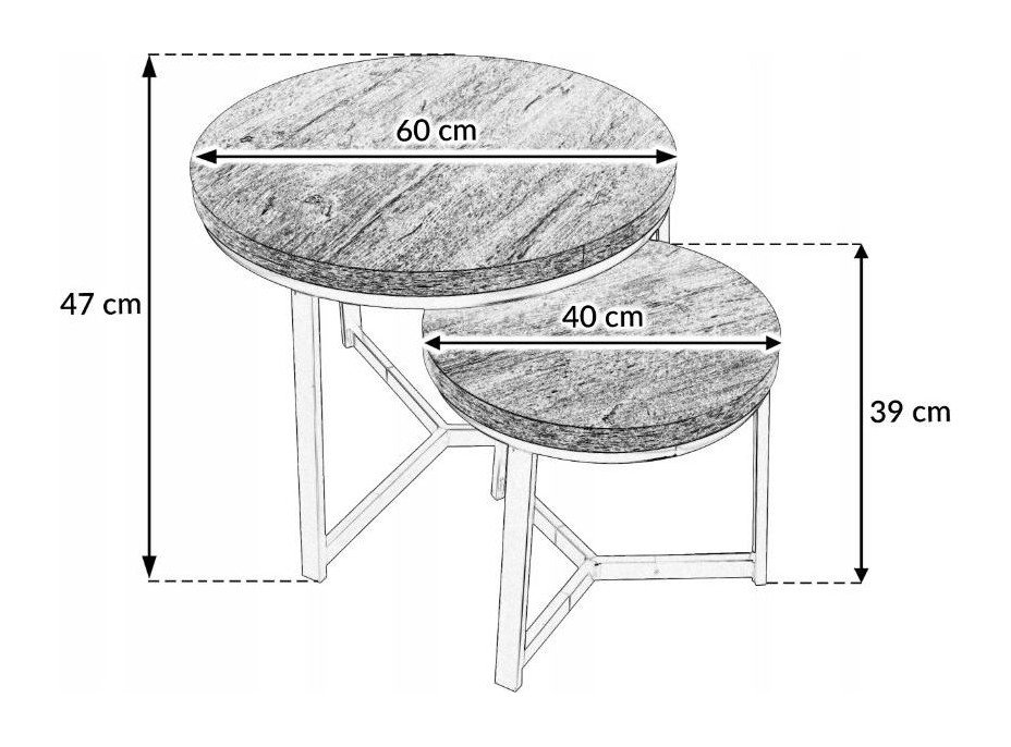 Konferenční stolek ROUND DUO - dub/černý - 60x47 cm