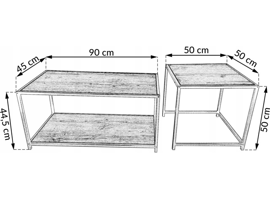 Sada konferenčních stolků FRAME CUBE - 2 ks - dub/černý