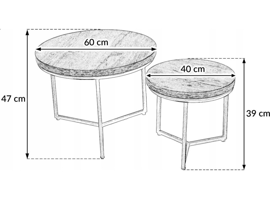 Konferenční stolek ROUND DUO 2 - dub/černý - 60x47 cm