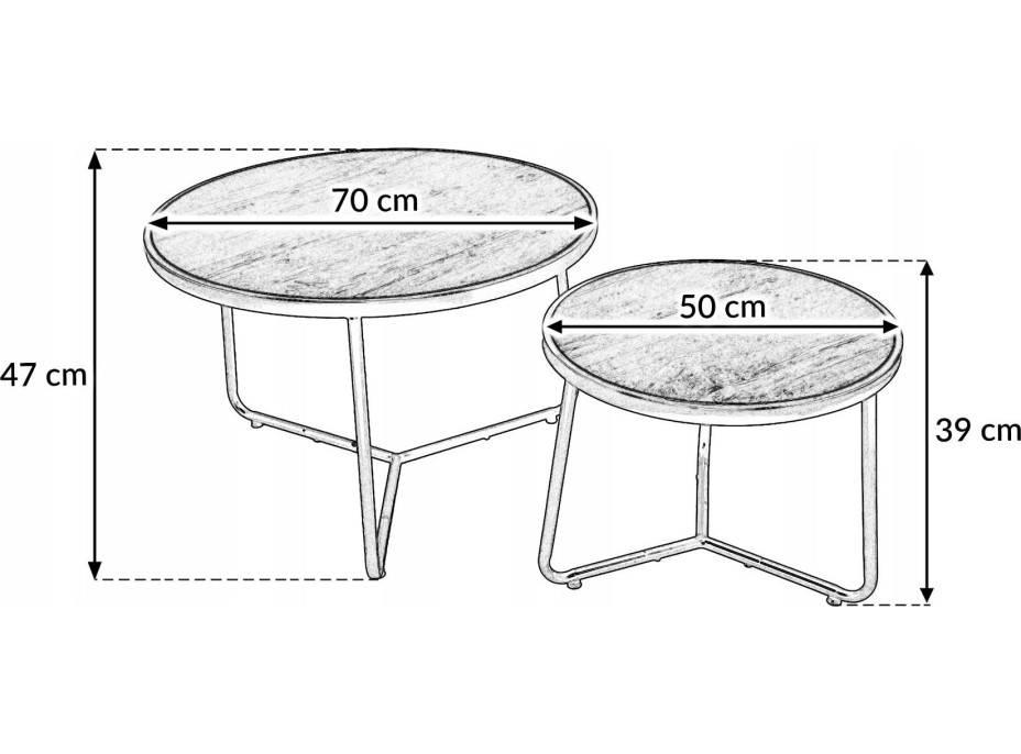 Konferenční stolek ROUND FRAME - černý mramor/černý - 70x47 cm