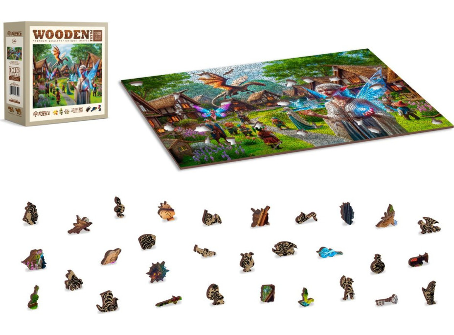 WOODEN CITY Dřevěné puzzle Fantasy vesnička 1010 dílků