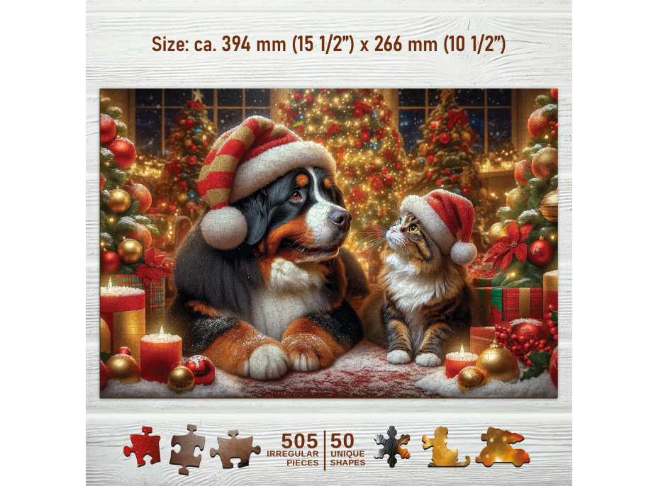 WOODEN CITY Dřevěné puzzle Kočka a pes 505 dílků