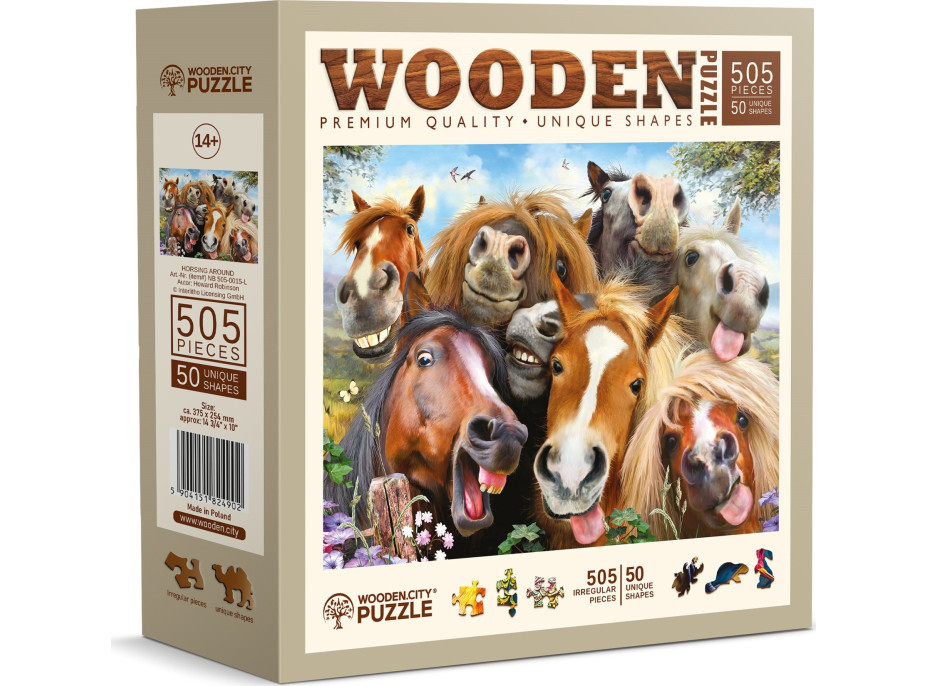 WOODEN CITY Dřevěné puzzle Koně všude kolem 505 dílků