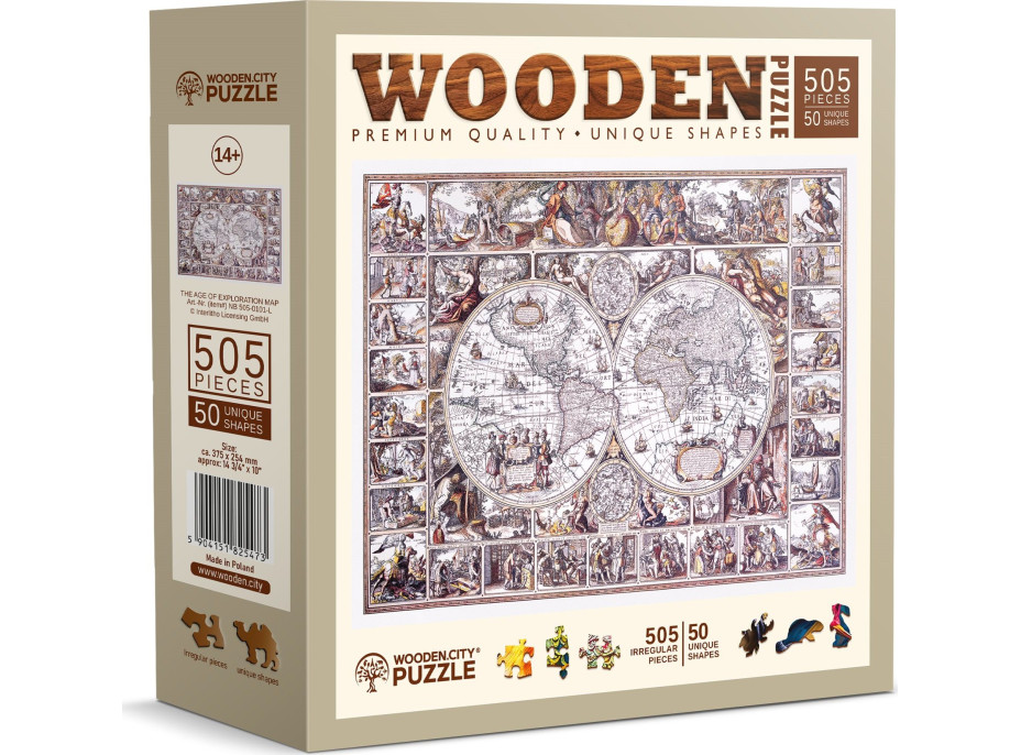 WOODEN CITY Dřevěné puzzle Mapa doby objevů 505 dílků