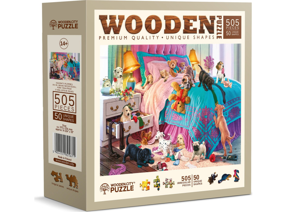 WOODEN CITY Dřevěné puzzle Nezbedná štěňata 505 dílků