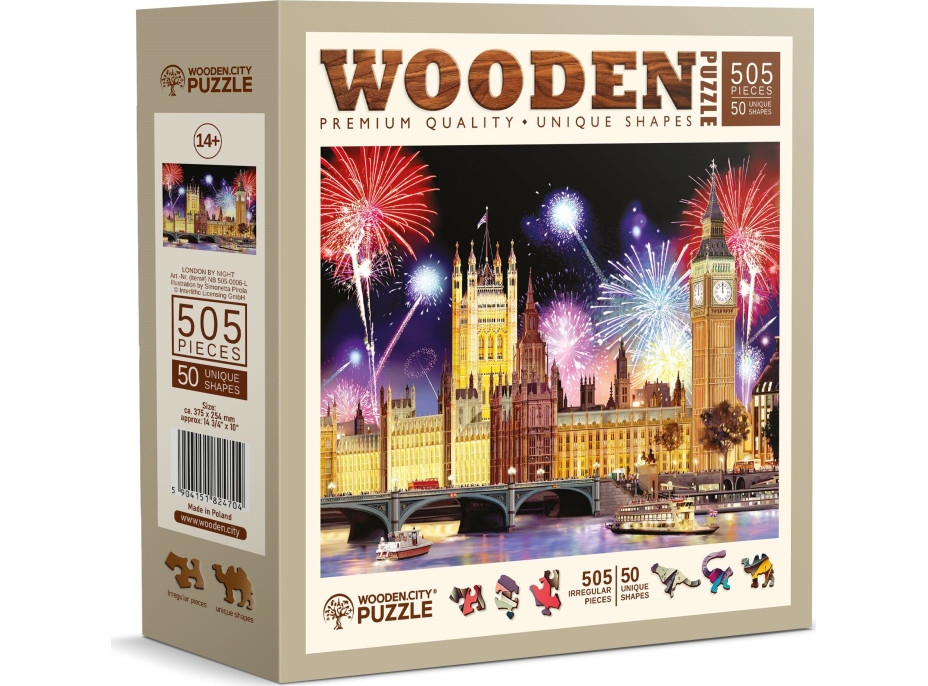 WOODEN CITY Dřevěné puzzle Noční Londýn 505 dílků