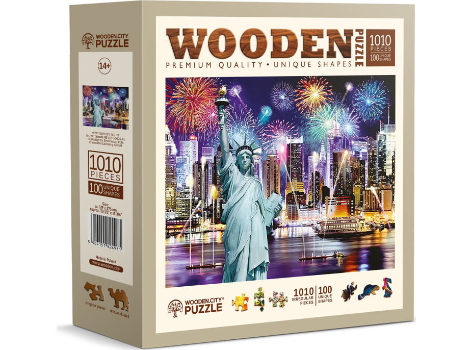 WOODEN CITY Dřevěné puzzle Noční New York 1010 dílků