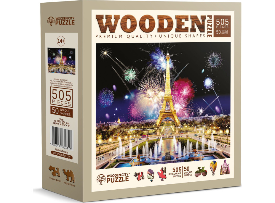 WOODEN CITY Dřevěné puzzle Noční Paříž 505 dílků