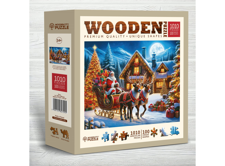 WOODEN CITY Dřevěné puzzle Santa Klaus přichází 1010 dílků