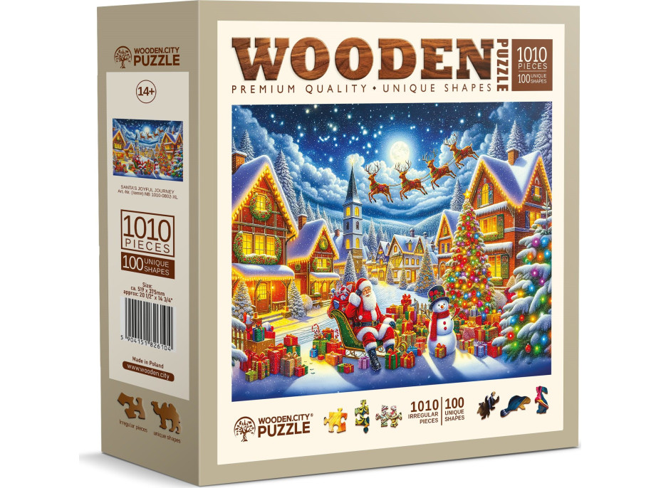 WOODEN CITY Dřevěné puzzle Santova sváteční cesta 1010 dílků