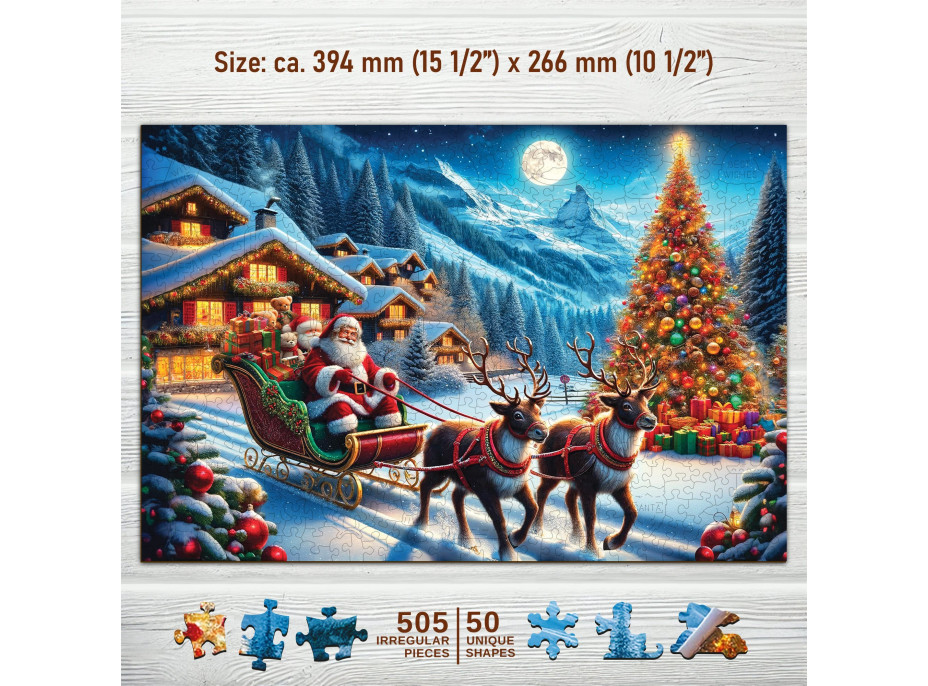 WOODEN CITY Dřevěné puzzle Santovy sáně 505 dílků