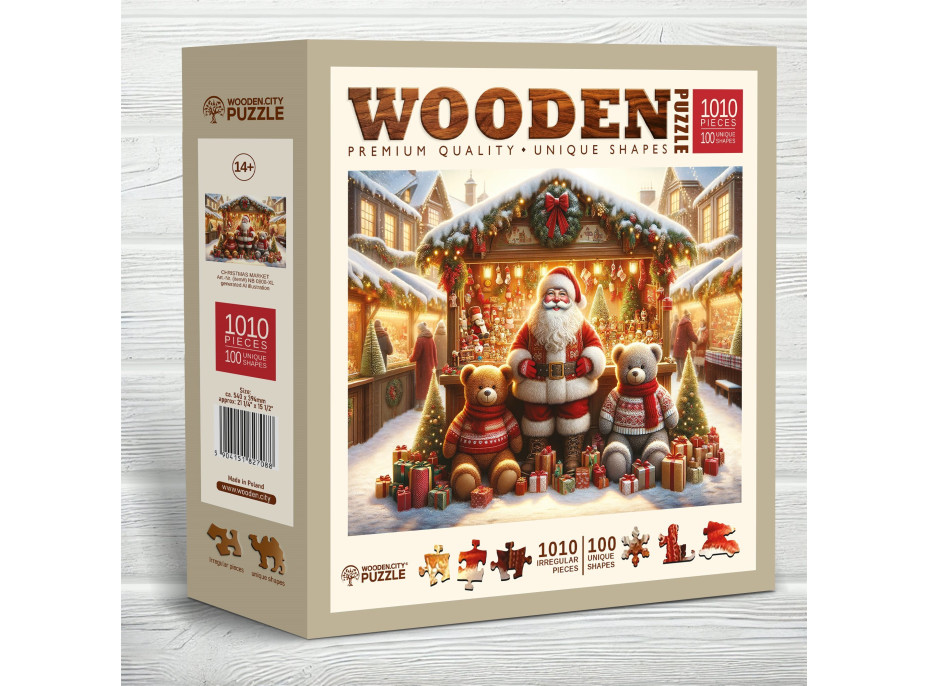 WOODEN CITY Dřevěné puzzle Vánoční trhy 1010 dílků