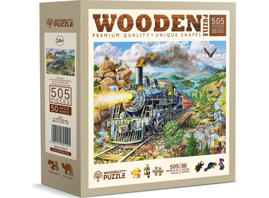 WOODEN CITY Dřevěné puzzle Železnice 505 dílků