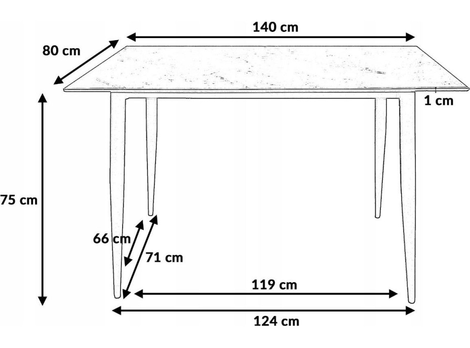 Jídelní stůl MARQUISE 140x80x75 cm - černý/zlatý