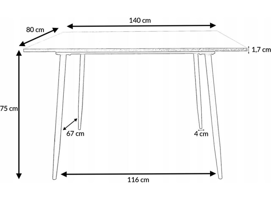 Jídelní stůl IVO 140x80x75 cm - imitace betonu