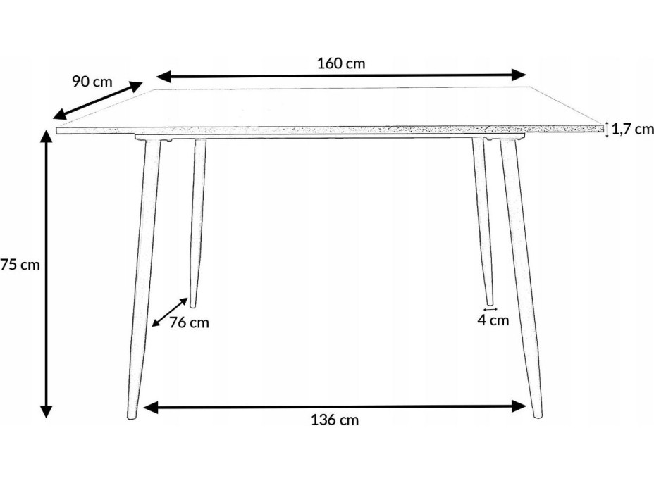 Jídelní stůl IVO 160x90x75 cm - dub