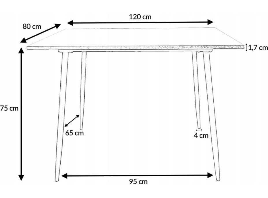 Jídelní stůl IVO 120x80x75 cm - imitace betonu