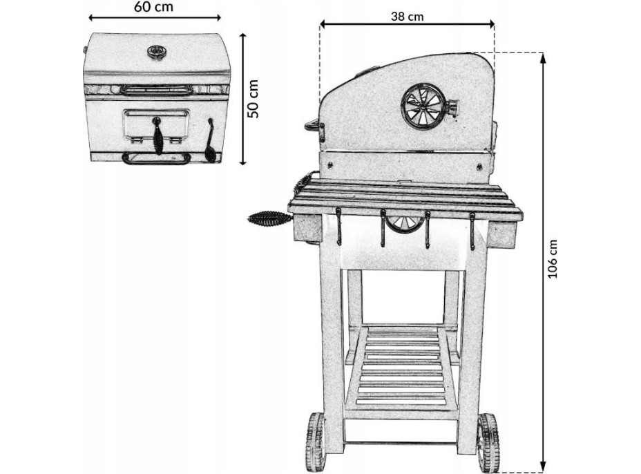 Zahradní gril na dřevěné uhlí Premium BBQ1011