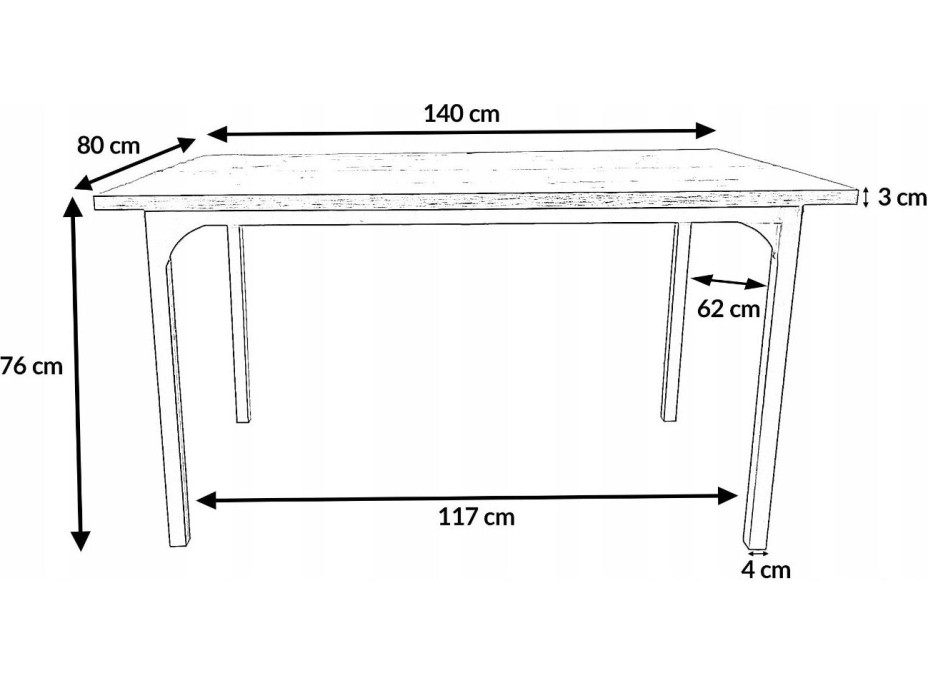 Jídelní stůl VITO 140x80x76 cm - dub Versailles