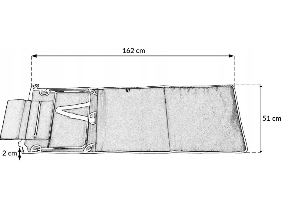 Skládací plážová podložka s polštářem 160x51x2 cm - šedá