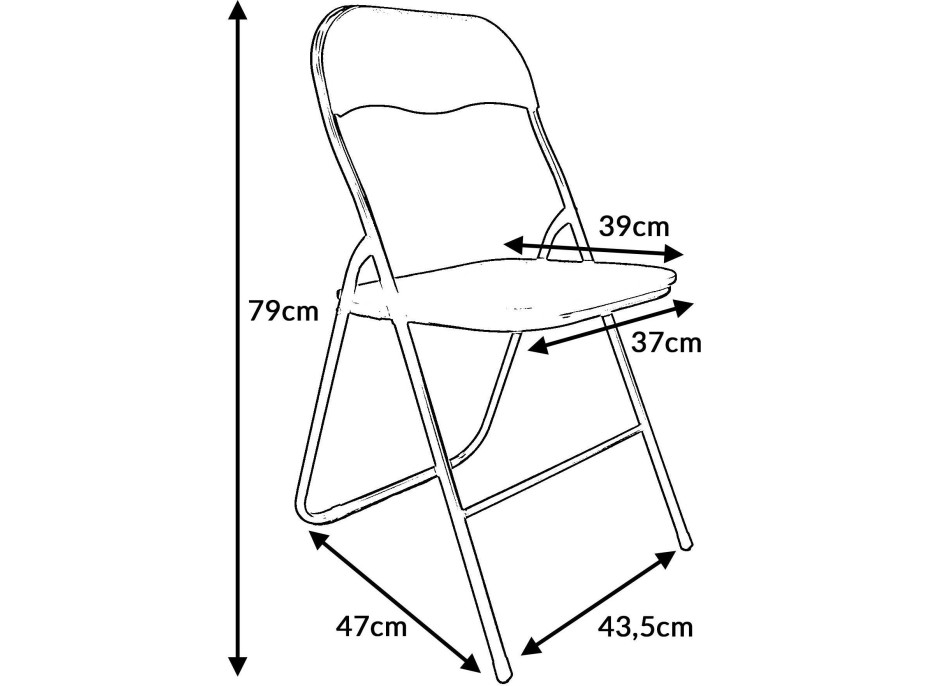 Skládací židle LEON 43,5x47x79 cm - černá