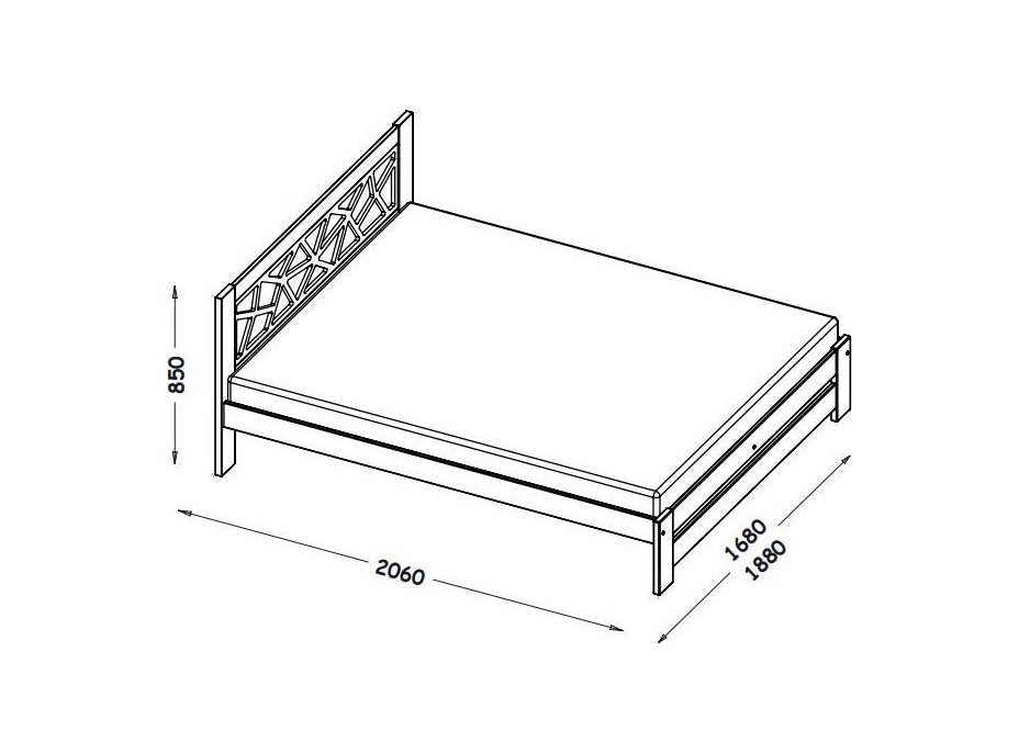 Postel z masivu borovice KOSMA - 200x160 cm - bílá