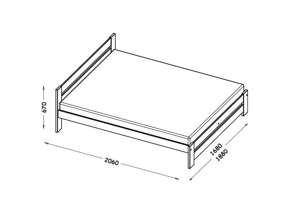 Postel z masivu borovice MARIKA - 200x160 cm - přírodní