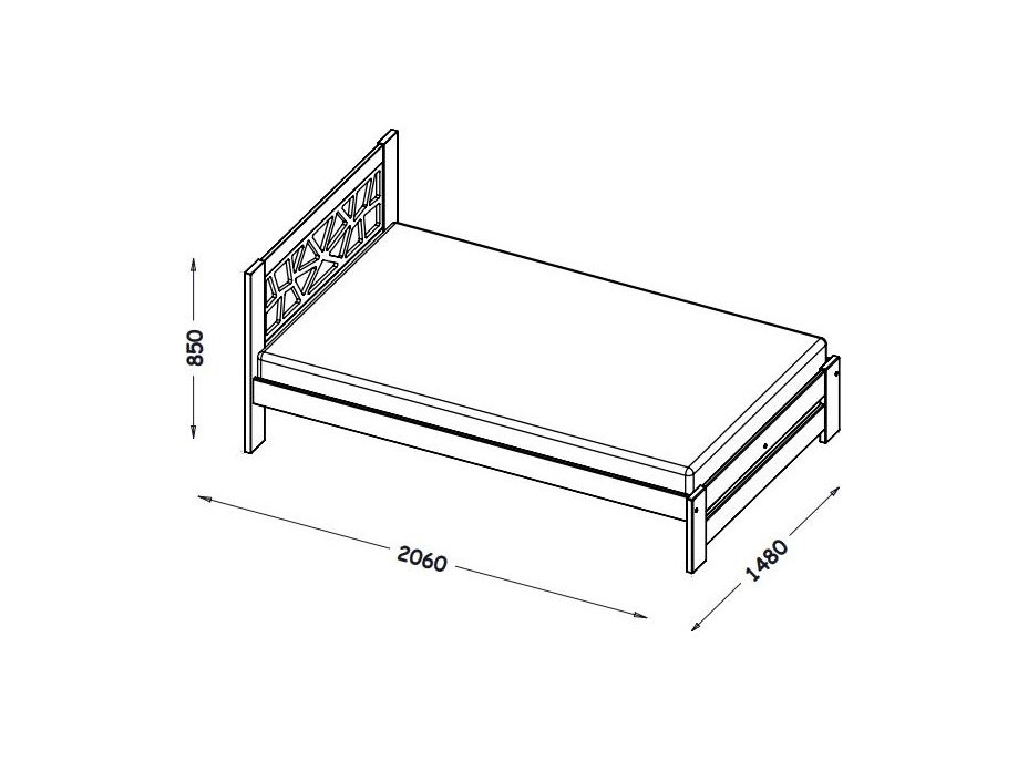 Postel z masivu borovice KOSMA - 200x140 cm - bílá
