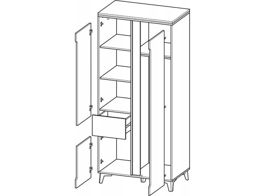 Šatní skříň GAPPA GA1 - jasan horský/bílá