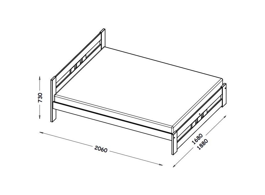 Postel z masivu borovice ROMA - 200x160 cm - přírodní