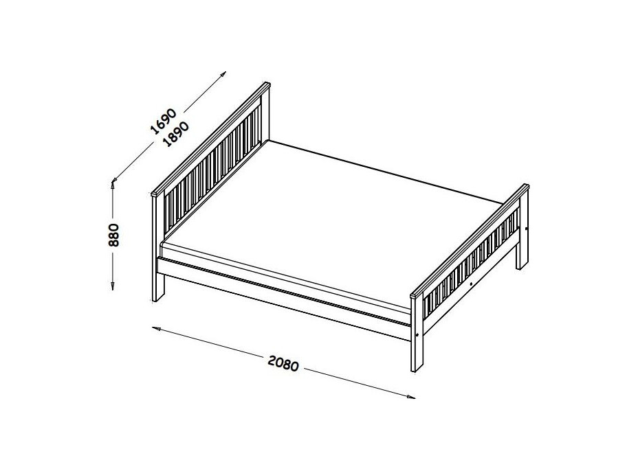 Postel z masivu borovice LAURA - 200x160 cm - bílá