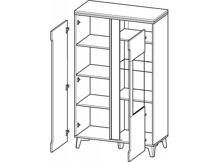 Regál s vitrínou GAPPA GA5 - jasan horský/bílý
