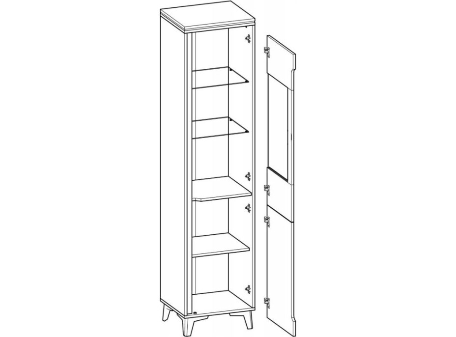 Regál s vitrínou GAPPA GA4 - jasan horský/bílá