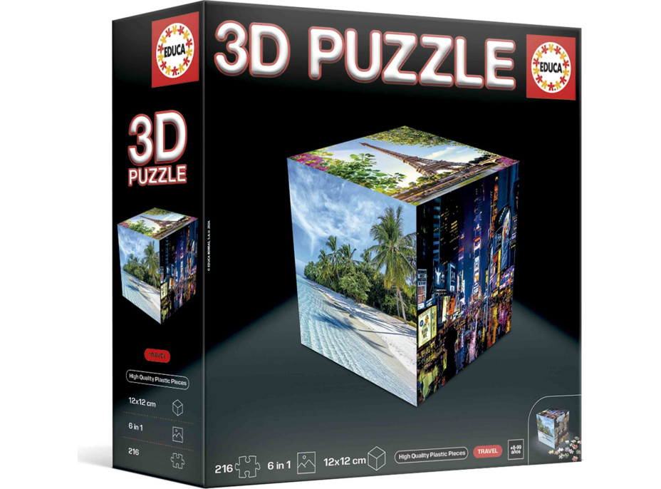 EDUCA 3D Puzzle kostka Cestování 216 dílků