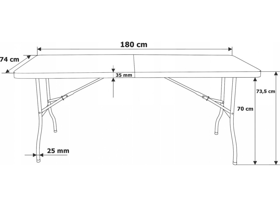 Sestava cateringového nábytku FETA WHITE (stůl 180 cm + 6 židlí) - bílá