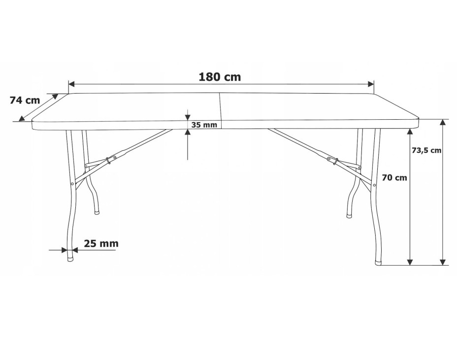 Sestava cateringového nábytku FETA BLACK (stůl 180 cm + 6 židlí BASICO) - černá