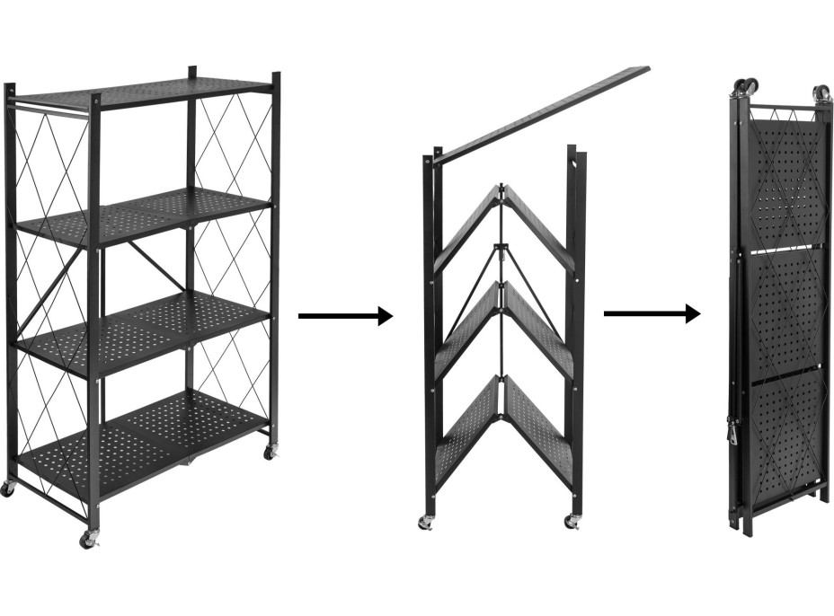 Skládací regál GESTEL - 4 police - černý