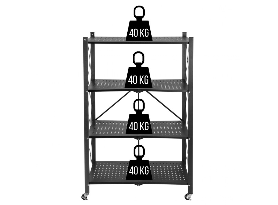 Skládací regál GESTEL - 4 police - černý