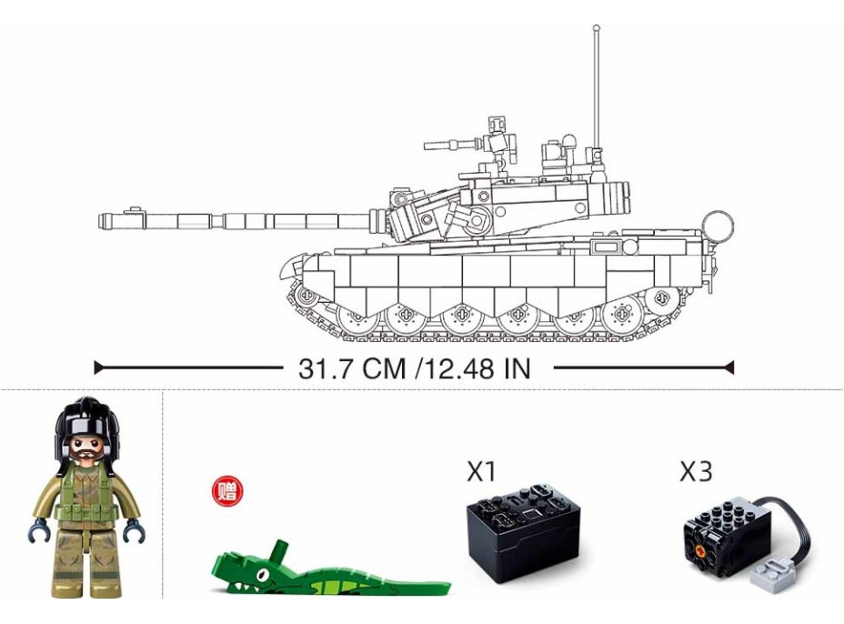 Sluban Power Bricks M38-B7071 R/C ZTZ-99AS Tank na dálkové ovládání