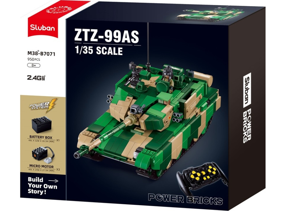 Sluban Power Bricks M38-B7071 R/C ZTZ-99AS Tank na dálkové ovládání