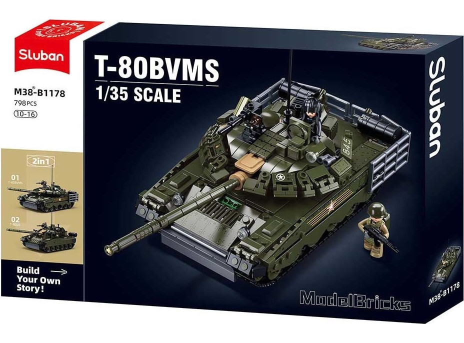 Sluban Model Bricks M38-B1178 Hlavní bitevní tank T-80 2 v 1 v měřítku 1:35