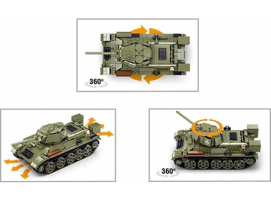 Sluban Power Bricks M38-B7072 R/C T34/76 (1942) Tank na dálkové ovládání